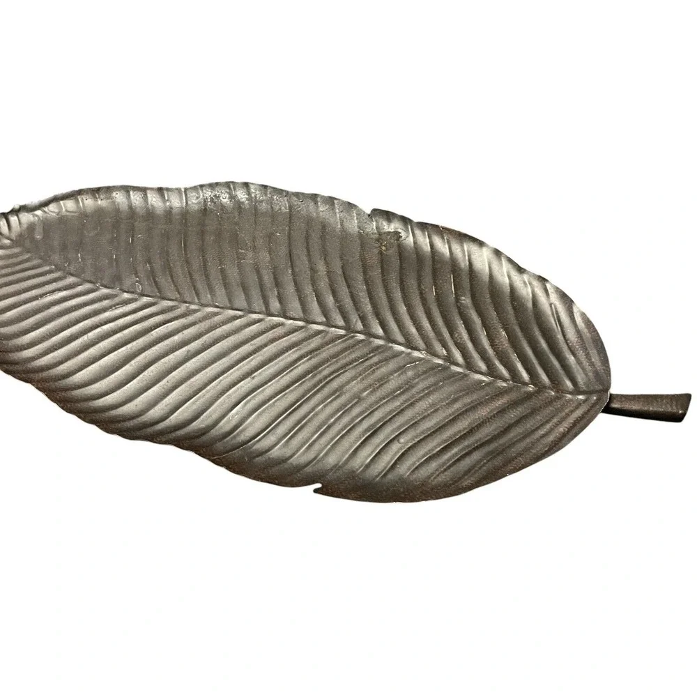 Banana Leaf Metal Candle Tray Partylite Island Escape P8411 Footed‎ Bronze Color